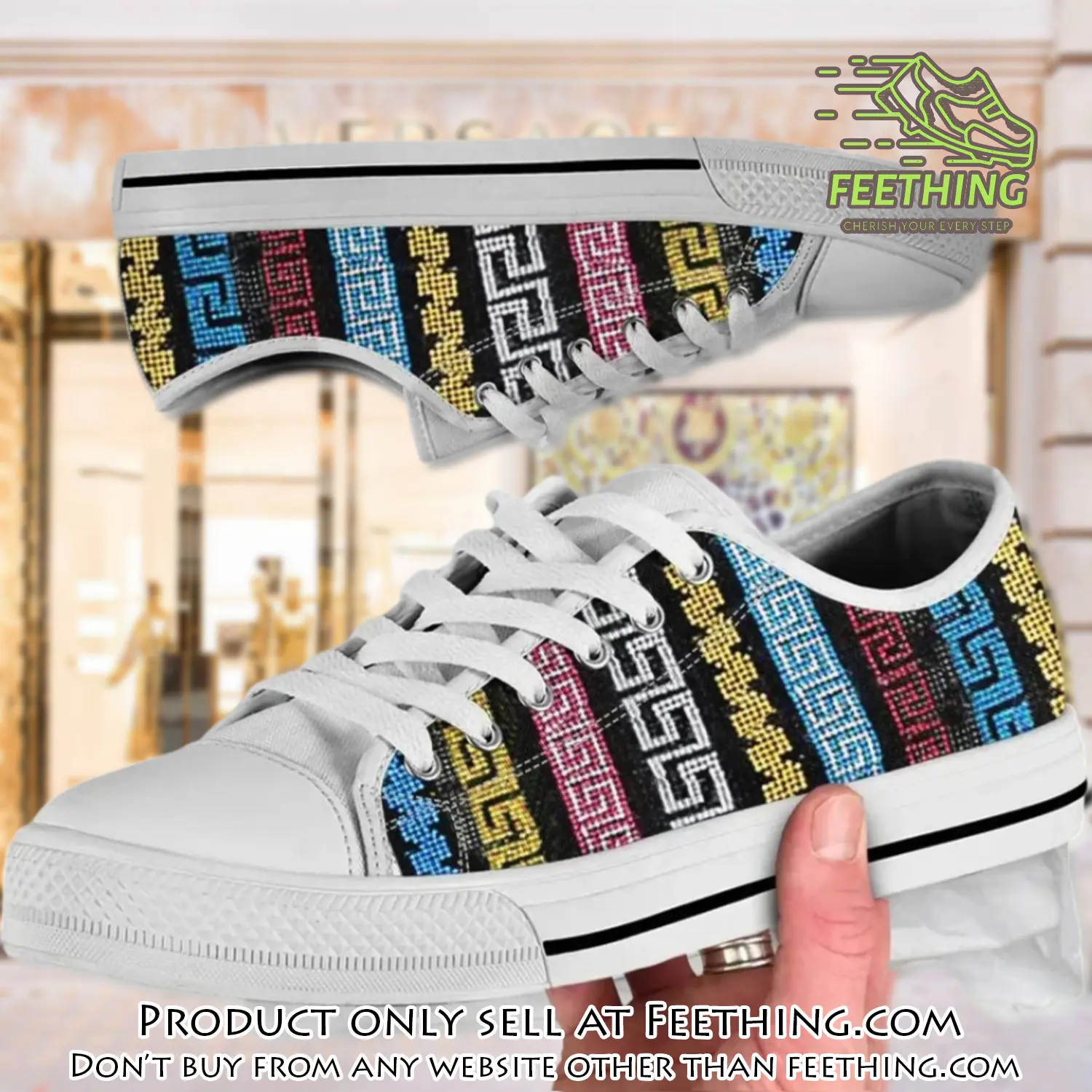 Versace multicolor low top canvas shoes luxury brand gifts for men women ft4354960
